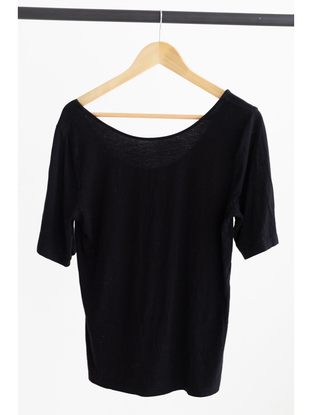 A New Day Black Scoop Neck Short Sleeve Top Tee Size Large L